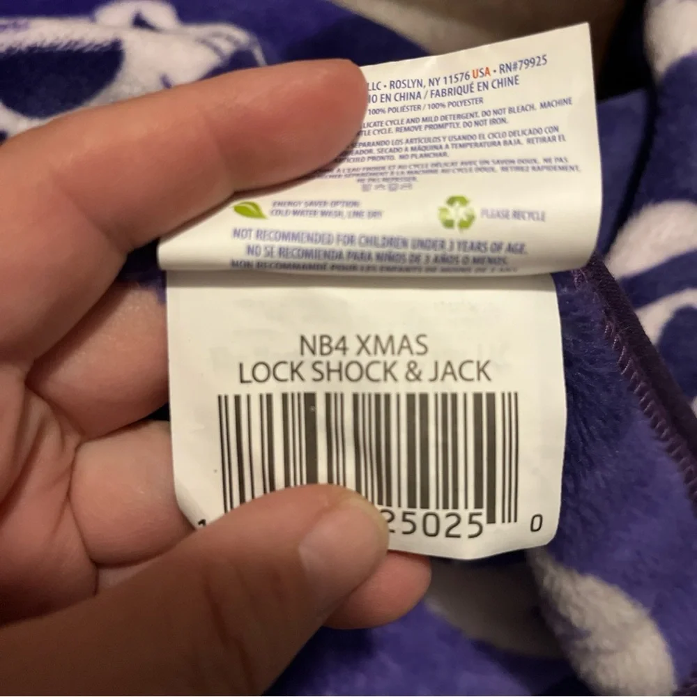 Disney Nightmare Before Christmas Lock Shock & Jack Barrel Oogie Boogie Blanket